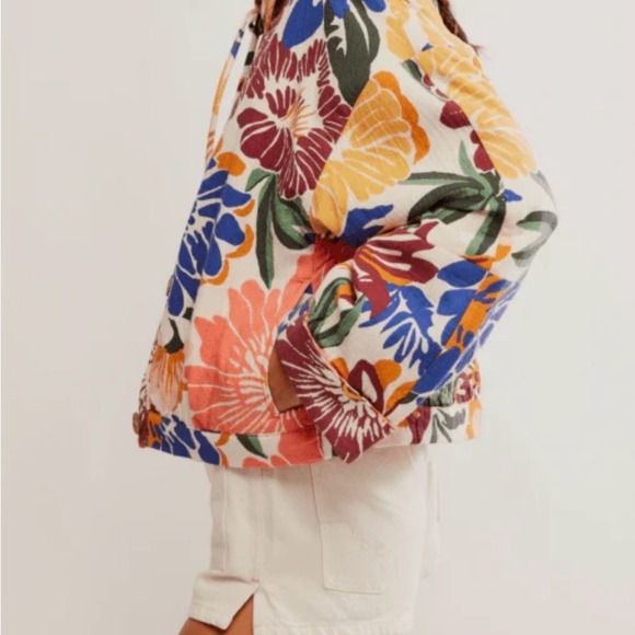 Free People We The Free Soleil Beach Jacket L Women's Floral Oversized 44870 - Picture 4 of 6